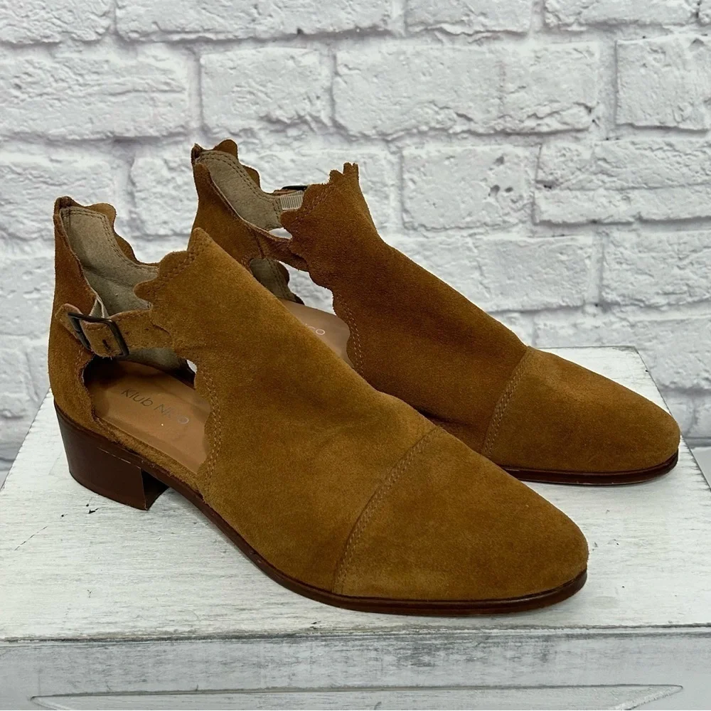 Klub Nico Suede Leather Beau Scalloped Booties